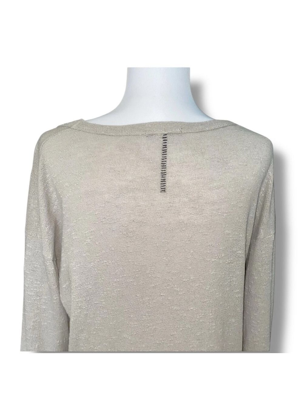 Pas de Calais Beige Textured Slub Knit Oversized Pullover Top Size 36 US S/M - Picture 4 of 9